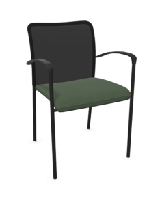 Chaise visiteur Casiopée - Avec accoudoir - Résille noire et assise cyprès