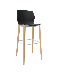 Tabouret My Frill - Pied bois - Polypro noir