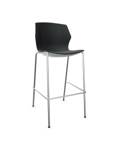Tabouret My Frill - Pied chromé - Polypro noir