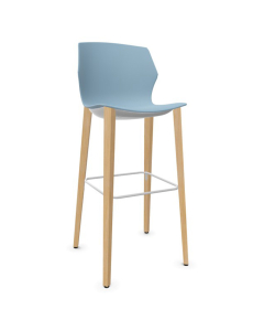 Tabouret My Frill - Pied bois - Polypro grey blue
