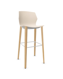 Tabouret My Frill - Pied bois - Polypro crème