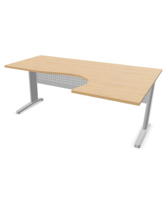 Bureau Star plan compact L180 - Retour droite - Busan / Gris alu