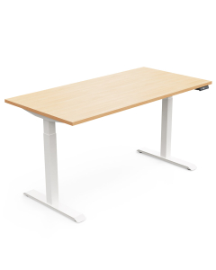 Bureau Lutz 2 assis-debout 180x80 - Chêne naturel / Blanc