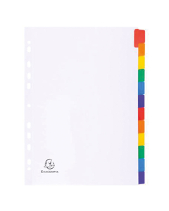 Jeu de 12 intercalaires A4 22,5 x 29,7 cm carte blanche 160g