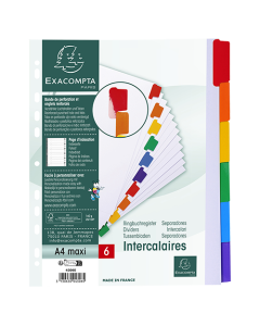 Jeu de 6 intercalaires Kreaman® 24,5 x 29,7 cm carte blanche