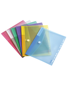 Paquet de 12 enveloppes perforées A4 PP coloris assortis