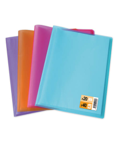 Protège-documents Translucides 20 pochettes fixes A4 polypropylène coloris assortis