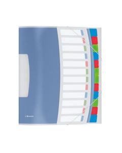 Trieur VIVIDA 12 compartiments avec chemise 3 rabats et pochette range CD coloris translucides