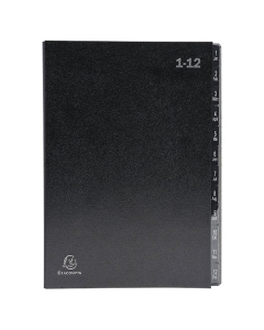 Trieur rigide Economique Ordonator 12 compartiments numériques - 24x34cm - Noir
