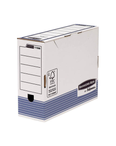 Lot de 10 boîtes à archives automatique carton A4+ Dos 10cm blanc/bleu