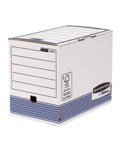 Lot de 10 boîtes à archives automatique carton A4+ Dos 20cm blanc/bleu