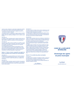 Dépliant de poche Déontologie des agents de la Police Municipale