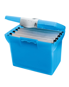 Valisette pour dossiers suspendus + 5 dossiers - Polypropylène - Bleue