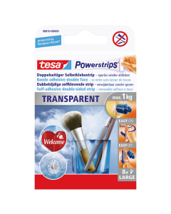 Tesa Powerstrips - Boîte de 8 languettes transparentes - 50 x 20 mm