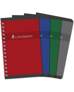 Carnet spirale 9 x 14 cm CONQUÉRANT® 7 - Quadrillé 5 x 5 coloris assortis