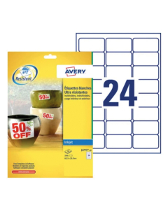 240 étiquettes adhésives ultra résistantes  - 33,9 x 63,5 mm - Blanc - Laser