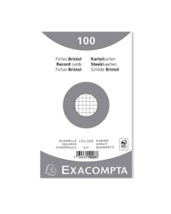 Paquet 100 fiches sous film - bristol quadrillé 5x5 non perforé 125x200mm - Blanc