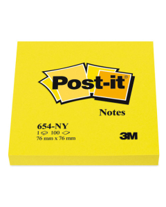 Bloc de notes repositionnables Post-it Néon 76x 76mm 100 feuilles jaune