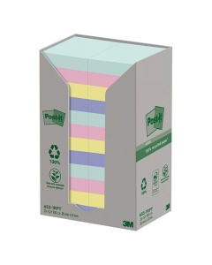 Tour de 24 blocs repositionnables Post-it® recyclés 38x51mm Coloris Assortis Nature