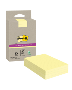 4 blocs - Note Post-it - Super sticky - Recyclé - 102 x 152 mm - Jaune