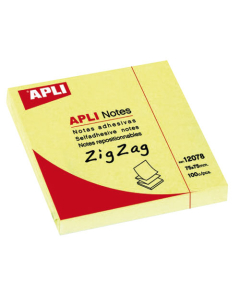 Recharge de notes Zig Zag 100 feuilles 75x75mm jaune