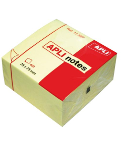 Bloc-cube de notes repositionnables Apli notes 75x75mm jaune