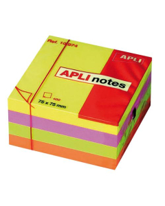 Bloc-cube de notes repositionnables Apli notes 75x75mm coloris vifs