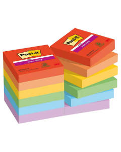 Lot de 12 blocs de notes repositionnables Super Sticky Post-it® 47,6x47,6mm Coloris Assortis Playful