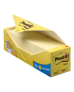 Lot de 21+3 blocs de notes repositionnables Notes Post-it® 76x76mm jaune