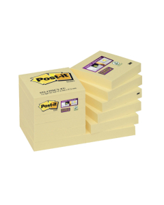 Lot de 12 blocs repositionnables Super Sticky 90 feuilles Jaune 4,76 X 4,76 mm