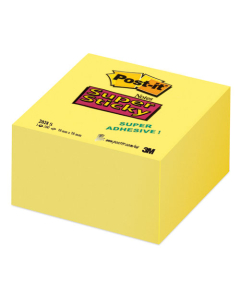 Bloc-cube de notes repositionnables Super Sticky 76x76mm jaune jonquille