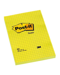 Bloc de notes repositionnables Post-it 102x152mm quadrillé 5x5(petits carreaux) 100 feuilles jaune