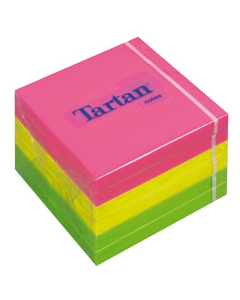 Lot de 6 blocs de notes repositionnables Tartan 76x76 mm couleurs néon