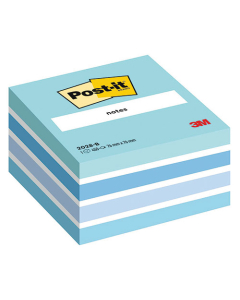 Bloc-cube de notes repositionnables Post-it® Light Relax bleu et blanc