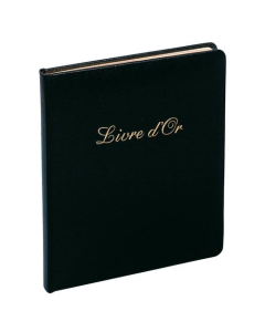 Livre d'or Cuir Alpille 140 pages ivoire - 26x22cm vertical - Noir