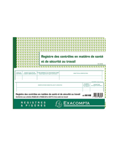 Piqûre 24x32cm - Registre des contrôles de santé et de sécurité au travail - 20 pages