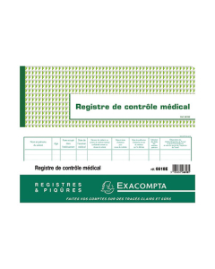 Piqûre 24x32cm - Registre de Contrôle médical - folioté - 60 pages