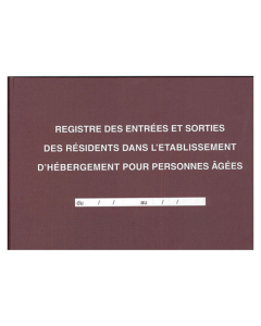 Registre des entrées et sorties des résidents EHPA L.29,7 x H.21 cm 96 Pages