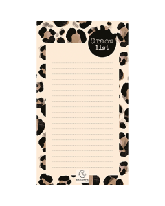 Bloc TO DO LIST  10x18 cm. NM mois. Couverture Roar léopard