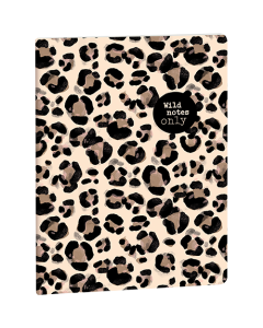 Notebook 64 pages, piqûre métal 15x21 cm. Couverture Roar Léopard