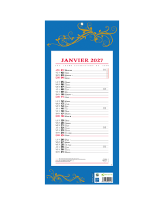 Calendrier avec Feuillets Mensuels - 19 x 42 cm - Classique