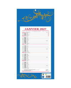 Calendrier avec Feuillets Mensuels - 19 x 36 cm - Classique