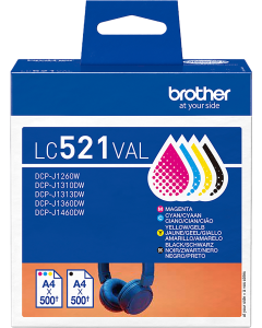 Cartouche d'encre - LC521CL - Pack de 4 - 500 pages
