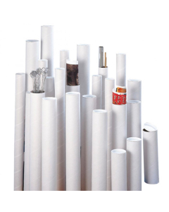 Tube rond à bouchon blanc - 42 cm - Diamètre 5 cm