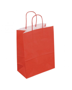 50 sacs en kraft rouge - Poignées torsadées - 180 + 80 x 220 mm