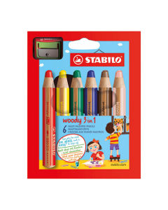 Etui de 6 crayons Stabilo® Woody® + 1 Taille Crayon Offert