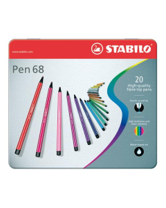 Boîte de 20 Stabilo® Pen 68 pointe ogive coloris assortis
