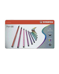 Boîte de 30 Stabilo® Pen 68 pointe ogive coloris assortis