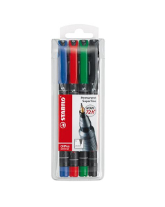 Pochette de 4 stylos feutres pour rétroprojection Stabilo OHPen 841 coloris assortis