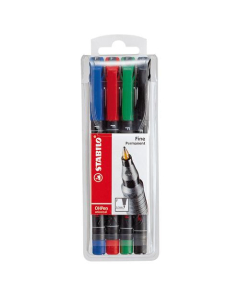 Pochette de 4 stylos feutres pour rétroprojection Stabilo OHPen 842 coloris assortis